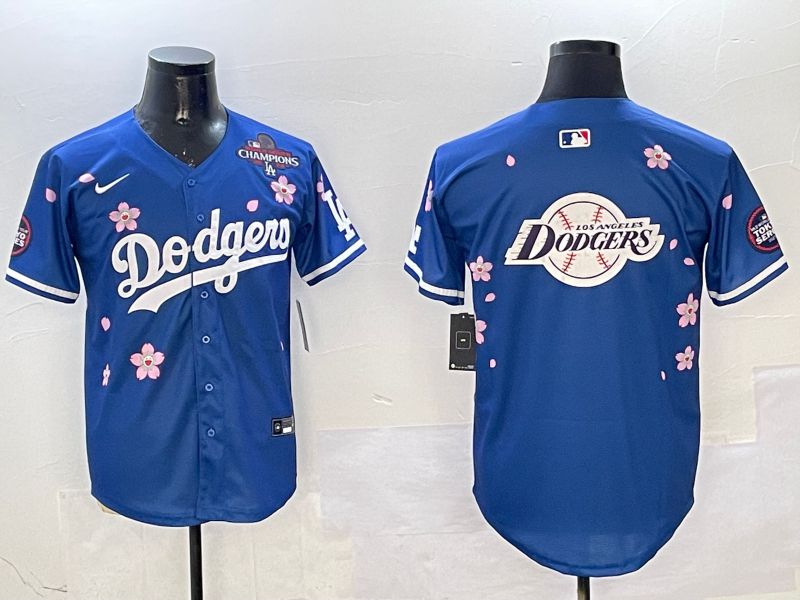 Men Los Angeles Dodgers Blank Blue Sakura Edition 2025 Nike MLB Jersey style 28->los angeles dodgers->MLB Jersey